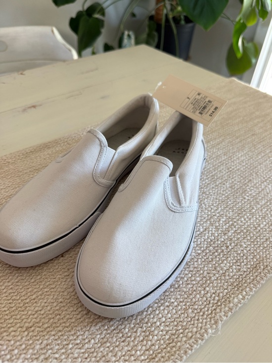 Target Shoes - Target White Canvas Slip-On Flats with Black Trim